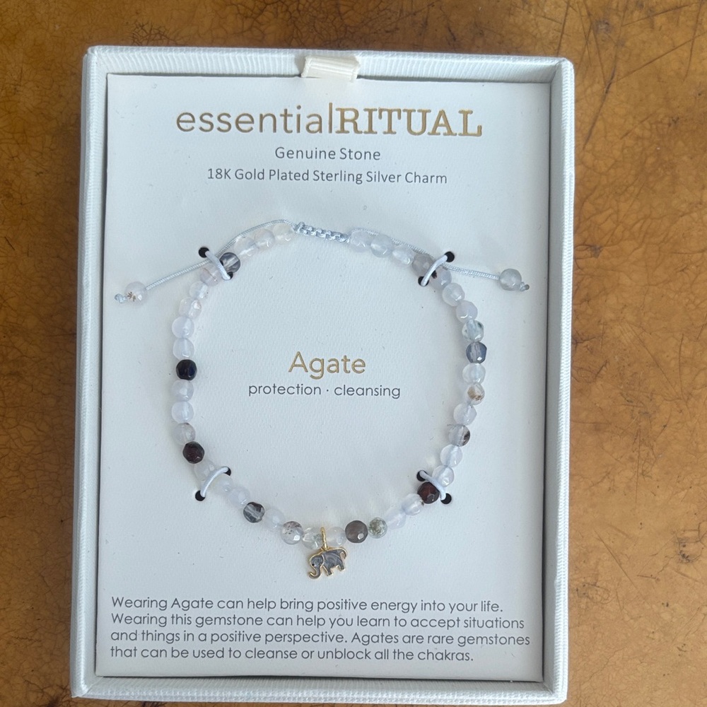 Agate Bracelet with Sterling Silver Charm